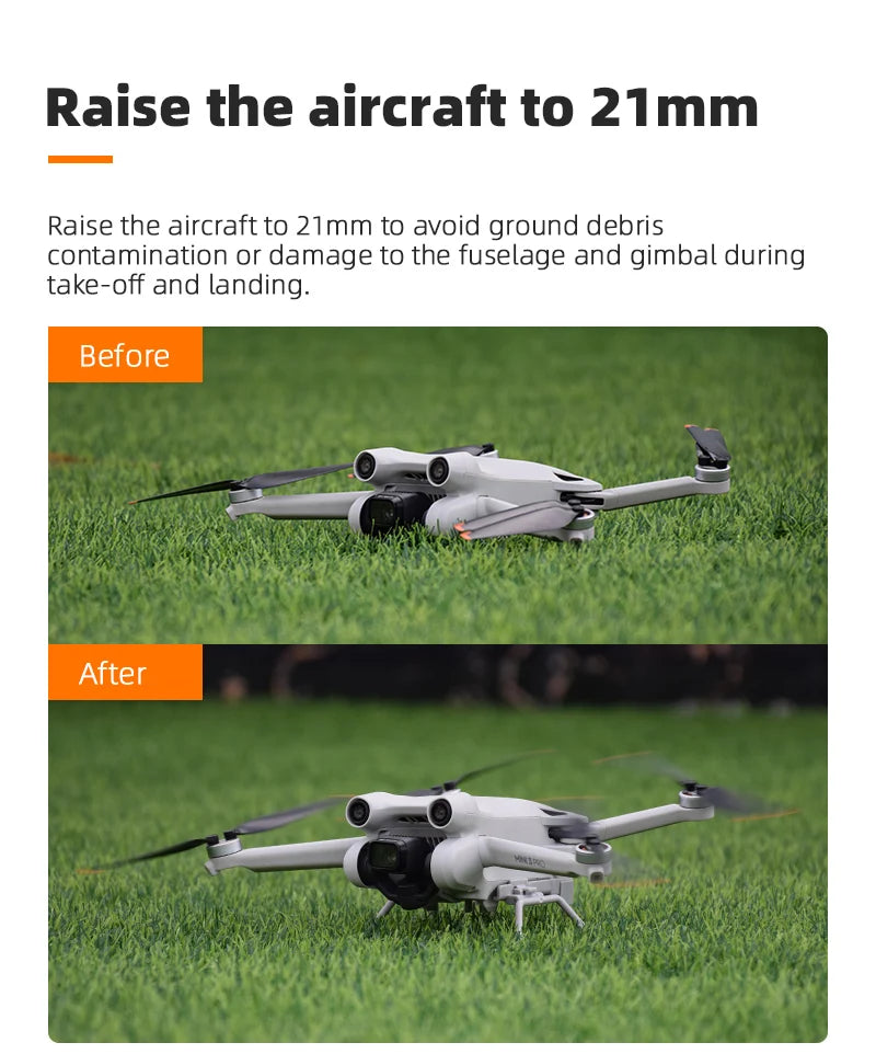 DJI Mavic Mini 1/2/SE/MINI 3 PRO Propeller Guard Protector Props Blade Protection Cover Cage Drone Accessories 84 Raise the aircraft to 21mm to avoid ground debris contamination or damage to the fuselage and