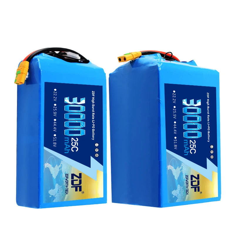 ZDF Batteries 6S 7S 12S 14S 30000mAh 22.2V 25.9V 44.4V 51.8V 25C LiPo Battery Pack with XT90-S Plug Connector for UAV Drones 14 ZDF Batteries 6S 7S 12S 14S 30000mAh 22.2V 25