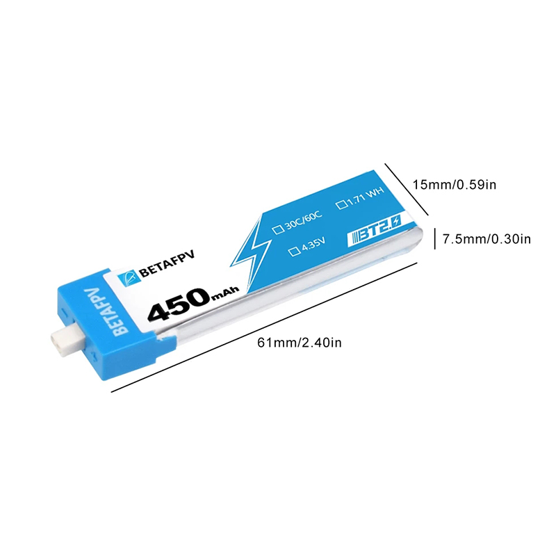 8PCS BETAFPV Drone Batterie BT 2,0 300 mAh/450 mAh 1S Für BETAFPV Ceuts FPV Kit Racing Drone 4,35 V 30C FPV Lipo BT 2,0 Stecker FPV Batterie 26 8PCS BETAFPV Drone Battery, 300mah is perfect for Cetus FPV Kit, and 450ma