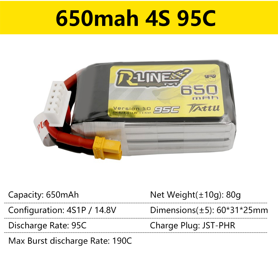 Gens Ace Tattu R-Line 1.0 2.0 LiPo Rechargeable Battery 550/650/750/850/1050/1300/1550/1800mah 95C 3S 4S 6S for RC FPV Racing 66 Gens Ace Tattu R-Line