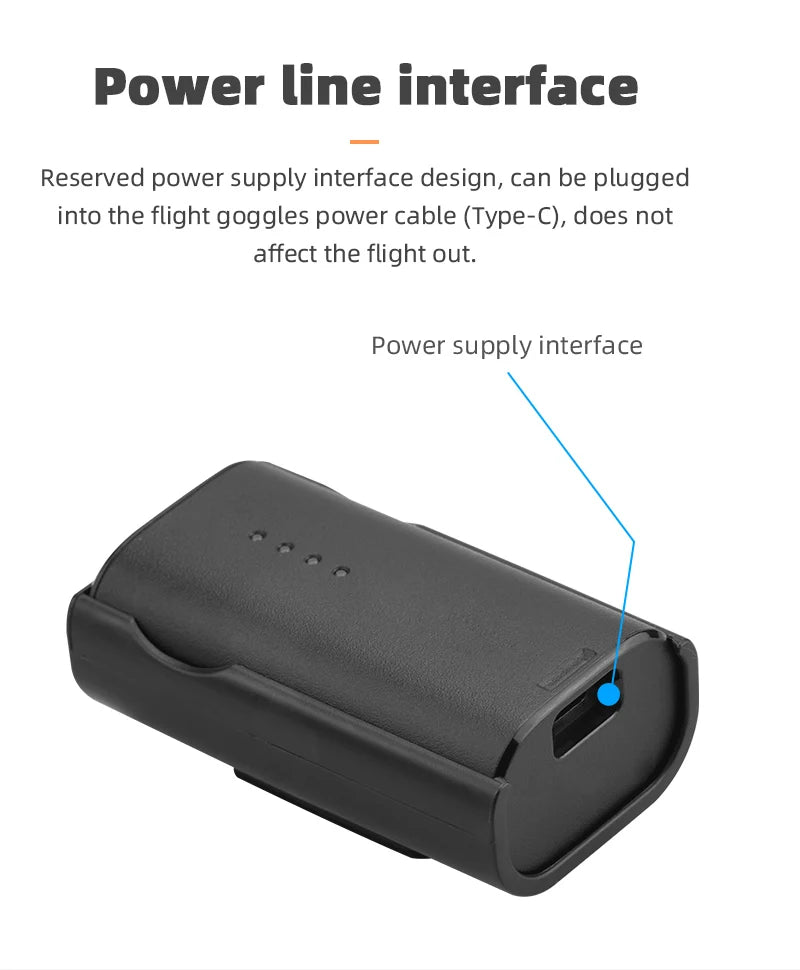 Power Charging Cable for DJI Goggles 2, power supply interface design, can be plugged into the flight goggles power cable (Type
