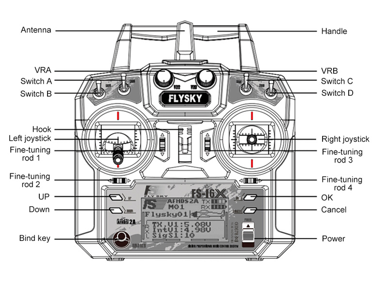 Flysky FS-i6X 2.4GHz 6CH AFHDS 2A RC Transmitter Remote Controller with FS-X6B Receiver for RC Drone Airplane Helicopter 6