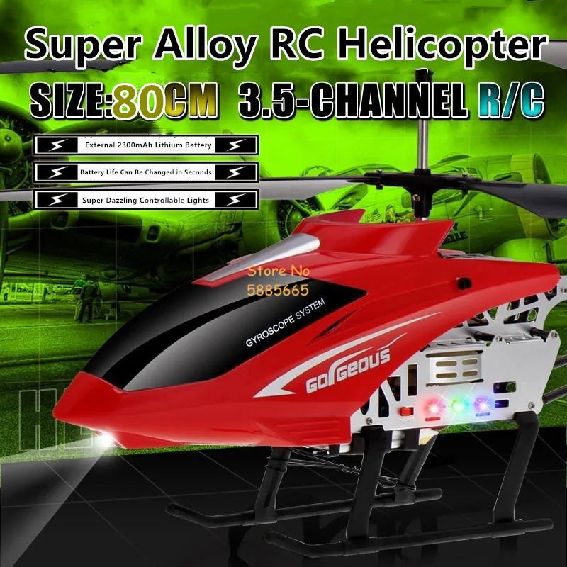 80CM Rc Helicopter - Big Alloy Remote Control Helicopter Model Dual Flexible Propeller Anti-Crash LED Colorful Light Electric RC Helicopter Toy 103 80CM Rc Helicopter, Super Alloy RC Helicopter SLZB80057 3.5-Q