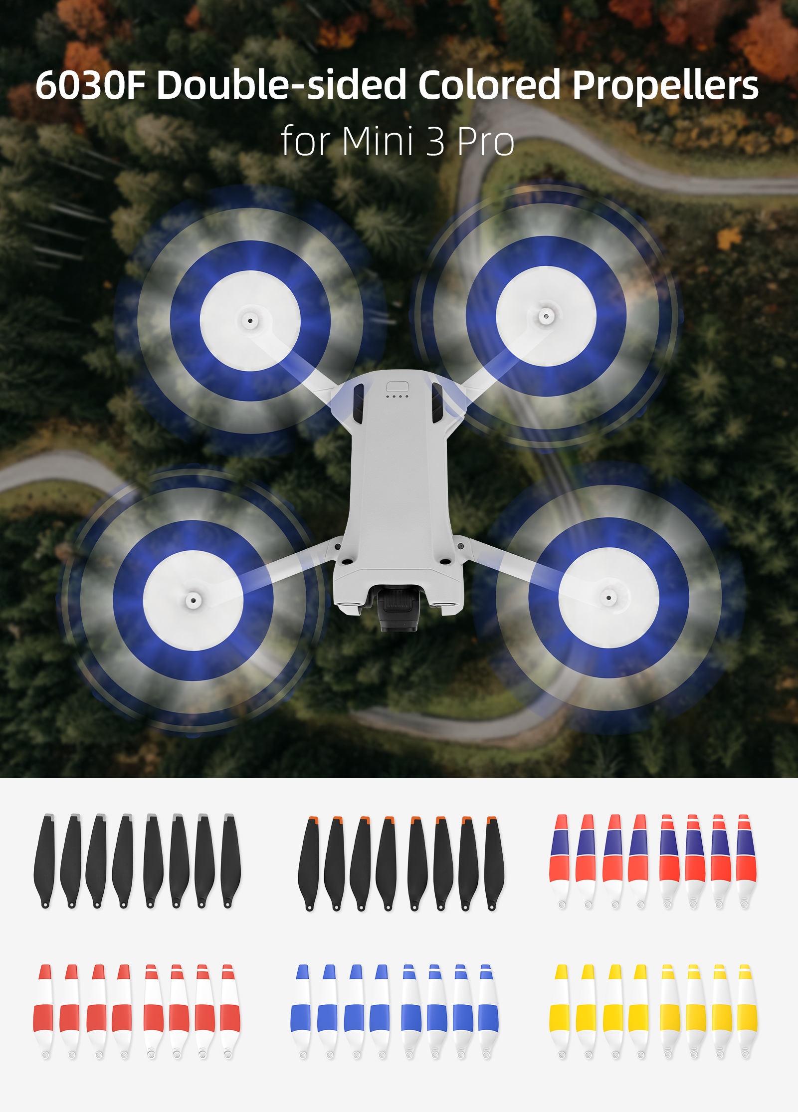Sunnylife Propellers for DJI Mini 3 Pro MINI 4 PRO drone - Prop Accessories Less Lower Noise Reduction Quick Release Propeller 34 6030F Double-sided Colored Propellers for Mini 3 Pro 0