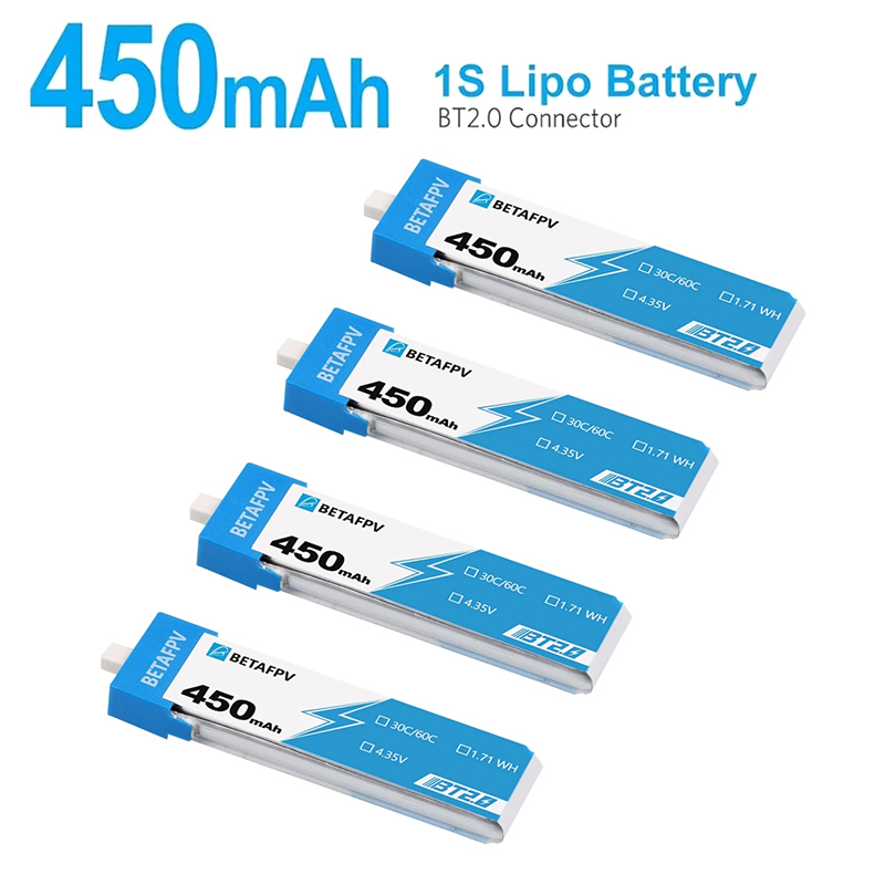 8PCS BETAFPV Drone Batterie BT 2,0 300 mAh/450 mAh 1S Für BETAFPV Ceuts FPV Kit Racing Drone 4,35 V 30C FPV Lipo BT 2,0 Stecker FPV Batterie 30 8PCS BETAFPV Drone Battery, 450mAh 1S Battery BT2.0 Connector WH WH W4 Lipo