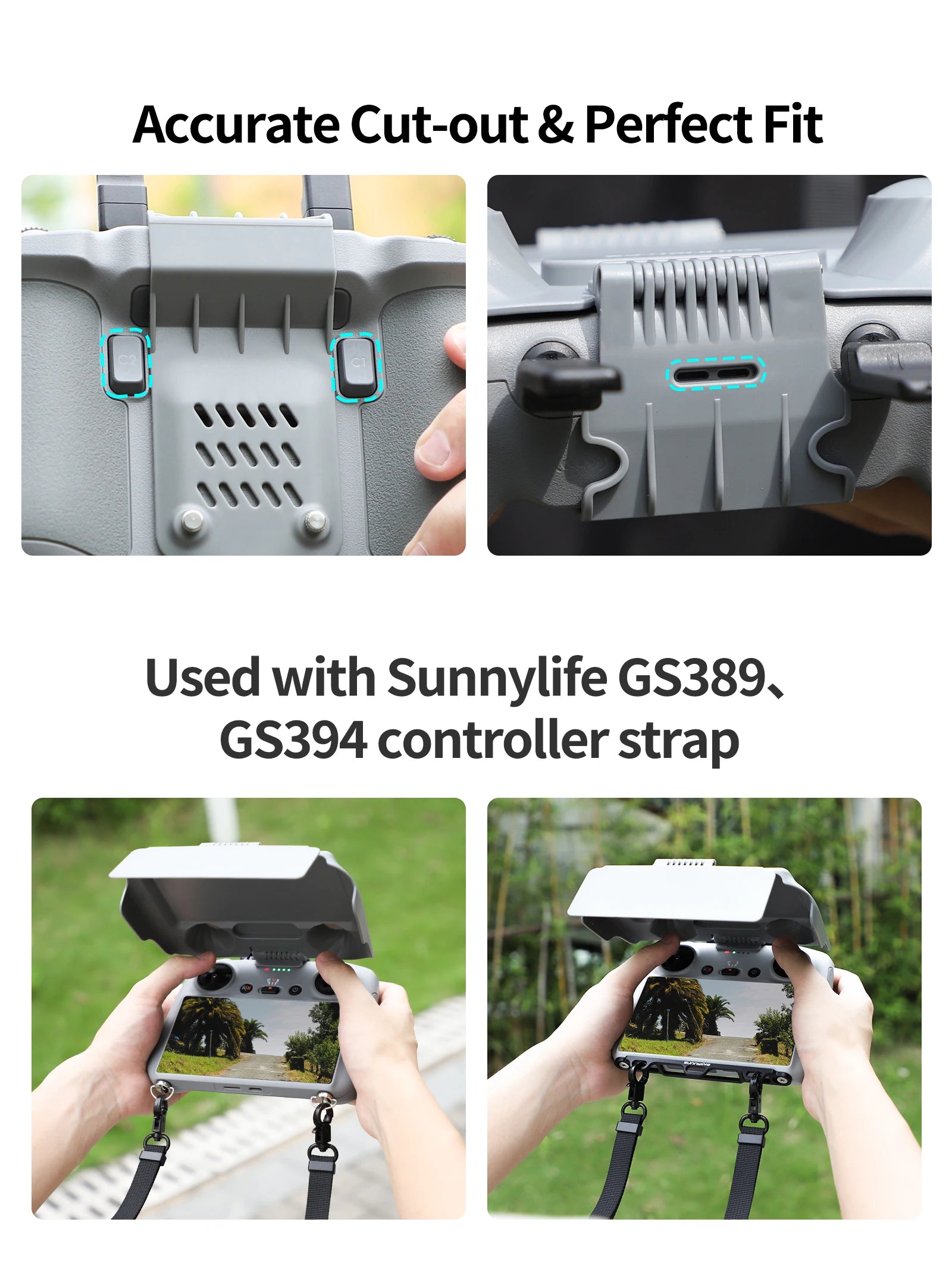 Accessories Kit for DJI Mini 4 Pro - Landing Gear Lens Cap Propeller Guard Cage Holder Filter RC 2 Controller Silicone Case bag 16 Accessories Kit for DJI Mini 4 Pro, GS394 controller strap is used with Sunnylife GS384 controller .