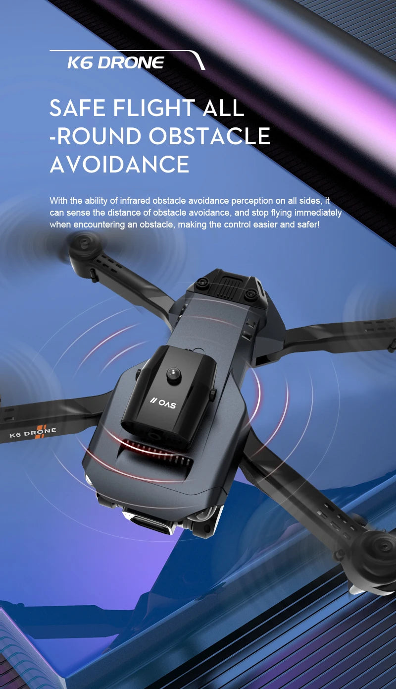 NEW K6 Drone Professional 4K HD Camera Mini Drone Optical Flow Localization Three Sided Obstacle Avoidance Quadcopter Toy Gift 83 NEW K6 Drone, k6 drone safe flight all round obstacle avoidance with
